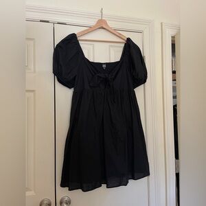 Wild Fable black cotton mini baby doll dress with puff sleeves and tie bust XXL